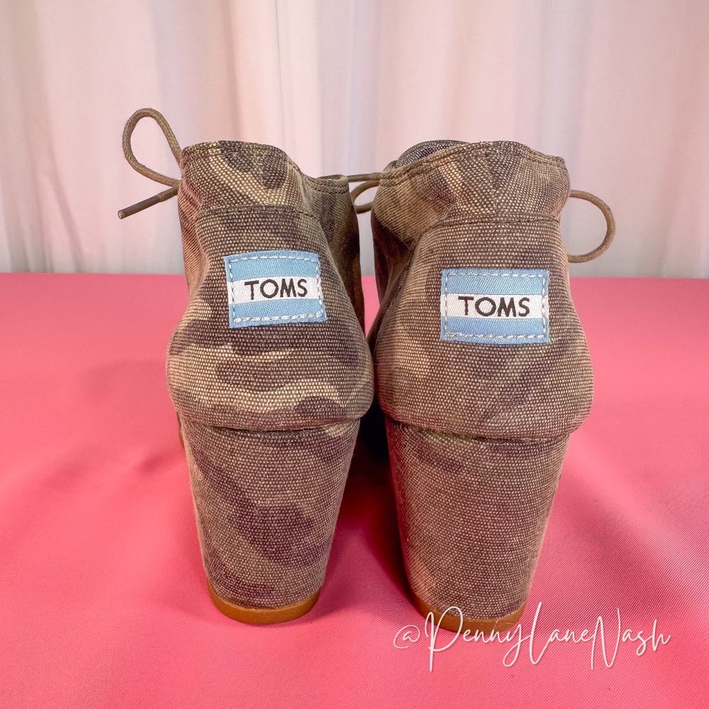 Toms Washed Camo Canvas Desert Wedge Ankle Bootie Size 8.5 - Picture 8 of 10
